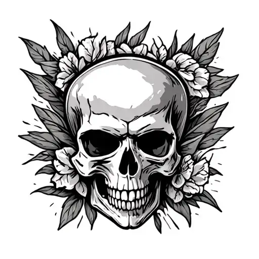 Oklahoma Outline With Skull Surrounded