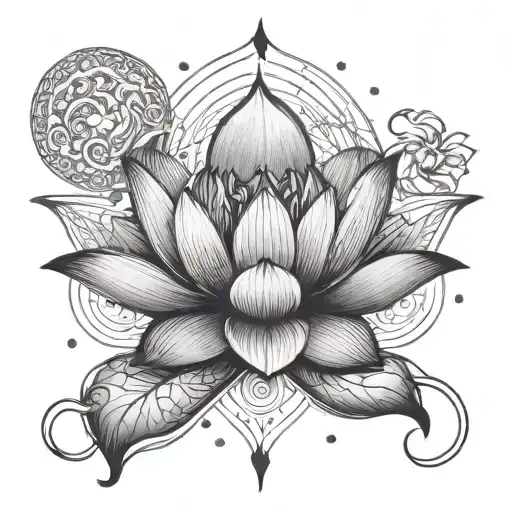 Lotus With Unalome Symbol