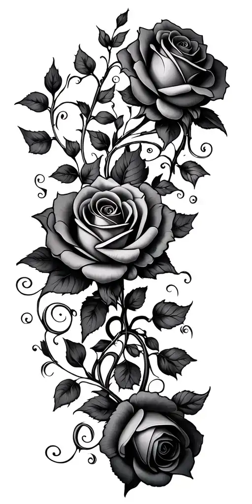 Roses Vines Swirls Arouns