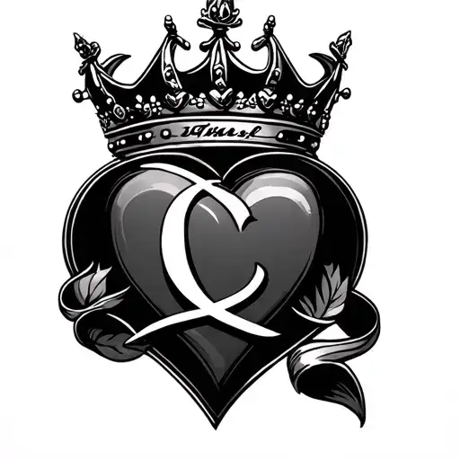 Stacked Queen Crown Letter C And Heart Shape