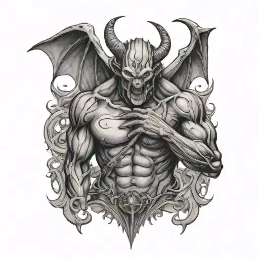 Demon Holding Some One Back Piece