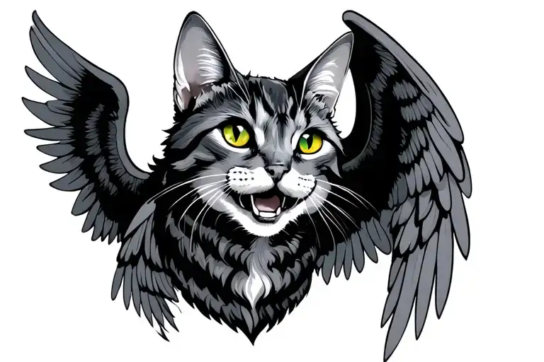 Atlas With Wings And A Chester Cat Smile With Clingy Color In The Cat Eyes