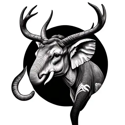 African Continent With Springbuck And Elephant Head