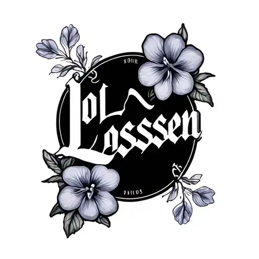 The Word Loslassen Surrounded By Violets