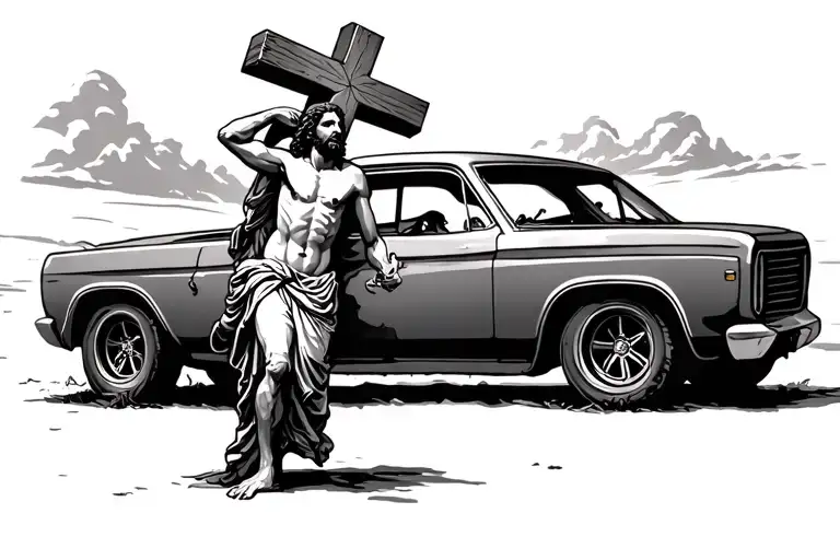 Jesus Carrying Cross Road Trip