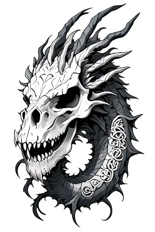 Dragon Skull Nordic Runes