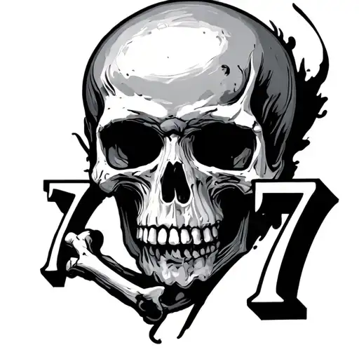 777 With Bones Inside The Numbers