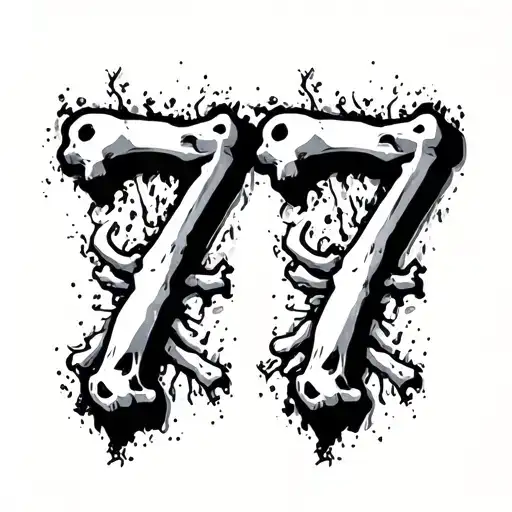 777 With Bones Inside The Numbers