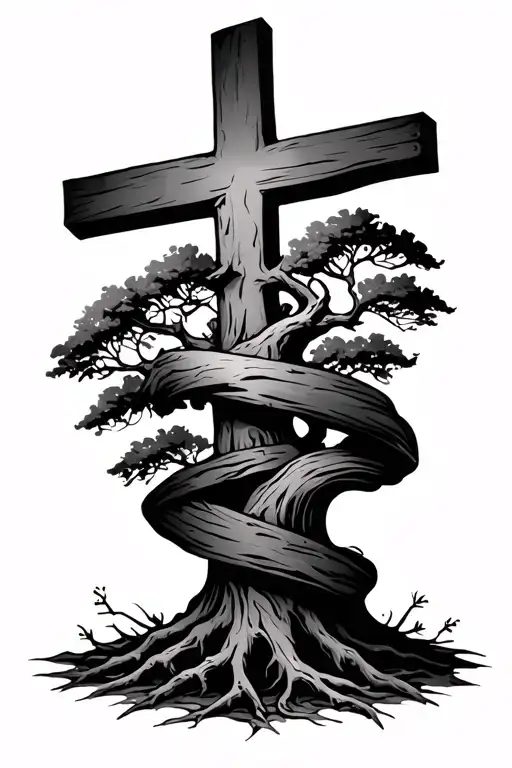 Tree And Cross Wrapped