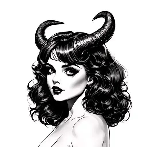 Pinup Girl With Horns Horror