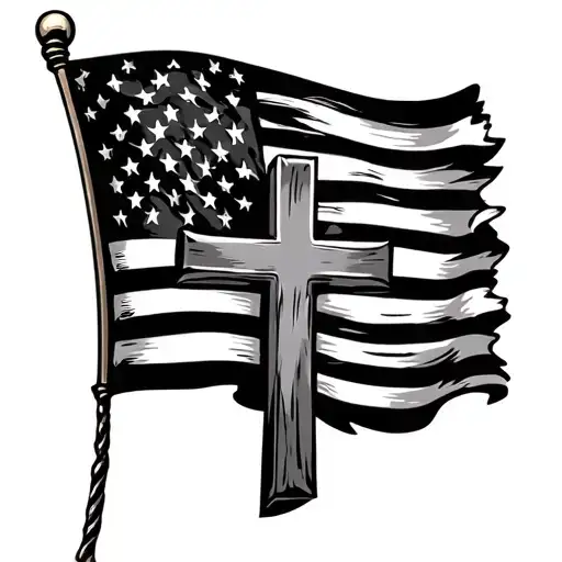 American Flag And Cross