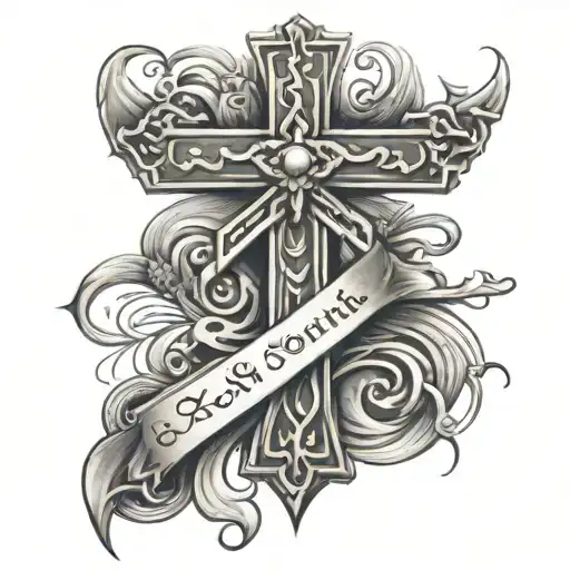 Cross Tattoo With Writing