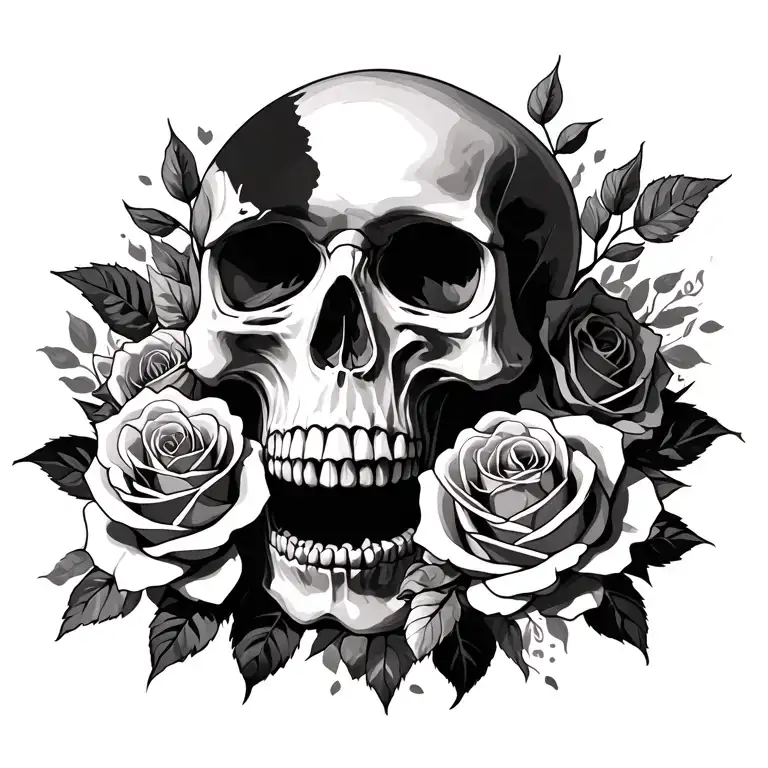 Skull And Roses Surrounded