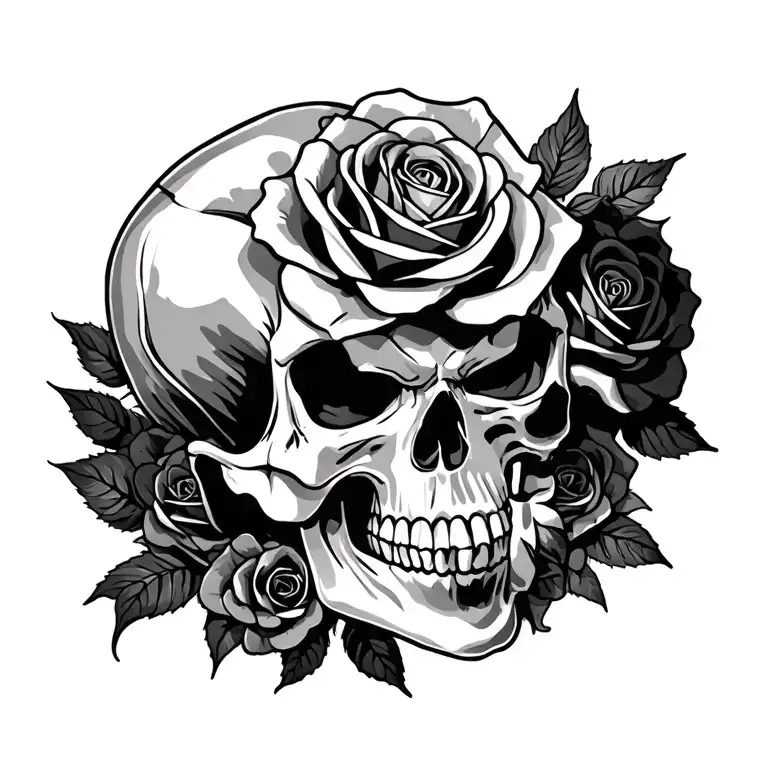 Skull And Roses Surrounded