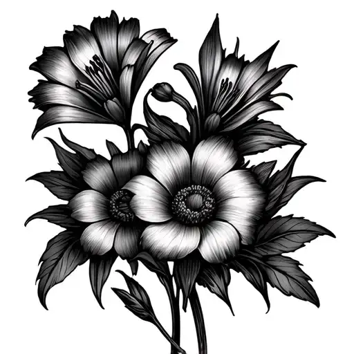 Sibling Tattoo Flowers Larkspur Larkspur Gladiolus Aster