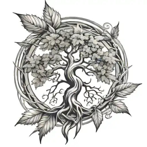 Yggdrasil Tree Marijuana Leaf