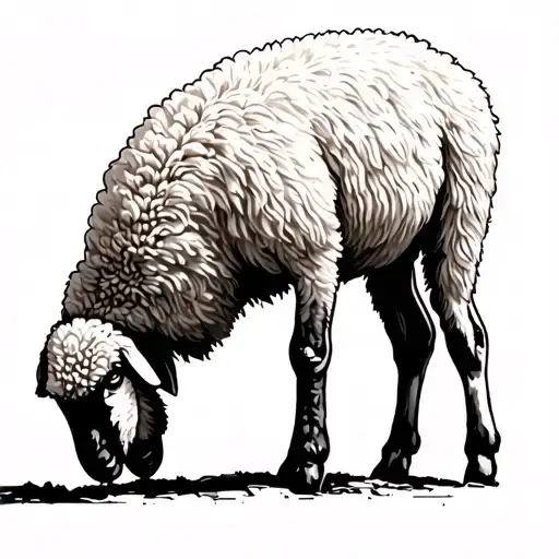 Sheep Bowing Down In Prayer