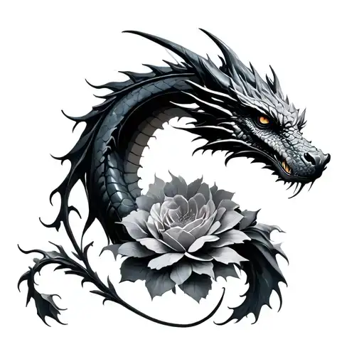 Orphic Flowers And Detailed Dragons