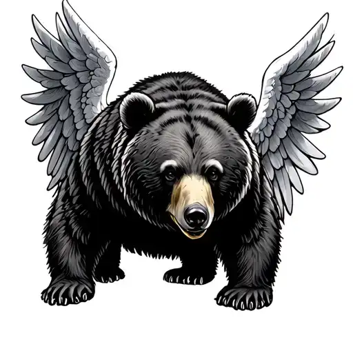 Bear With Angel Wings Signifying Protection And Guidance