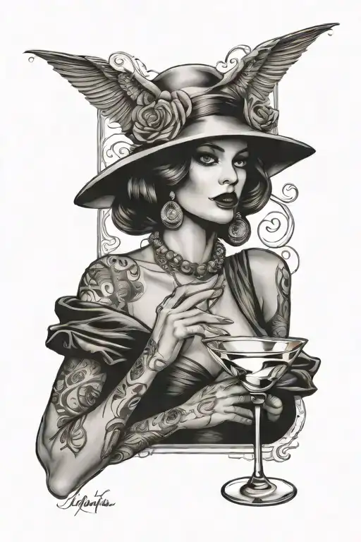 Martini Woman Posing