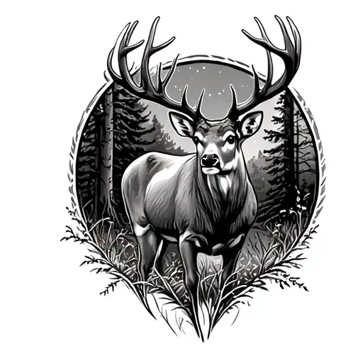 Whitetail Buck Standing In Woods