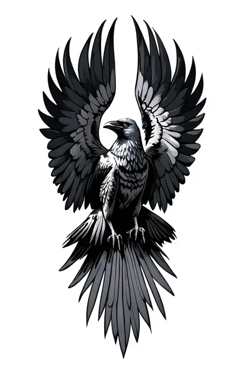 Flying Crow Open Wings