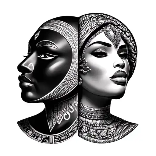 African Mask Half Man Half Woman