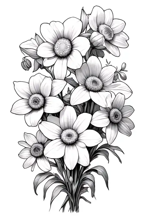 Daisy And Narcissus Detailed Bouquet