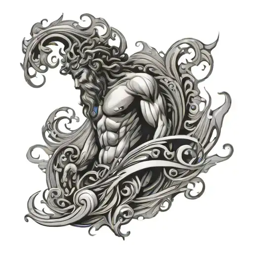 Poseidon Black Grey Abstract Tight