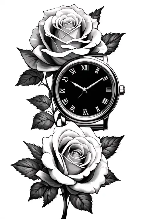 Two Roses And Watch In Between
