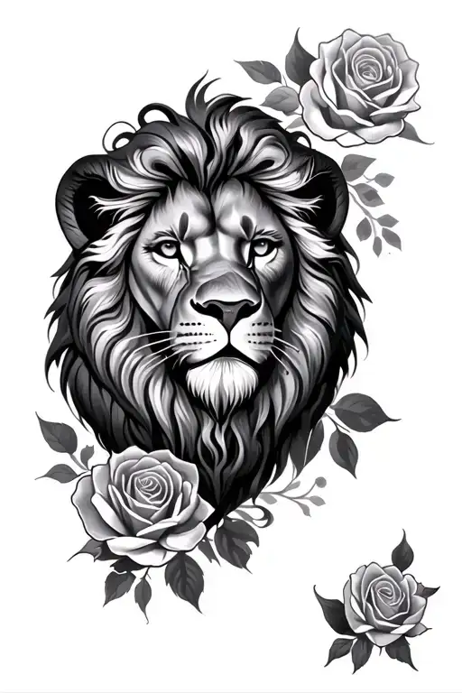 Rose Lion Head Half Sleeve