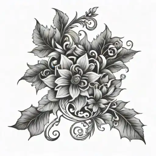 Spiral Branches Of Leaves And Flowers