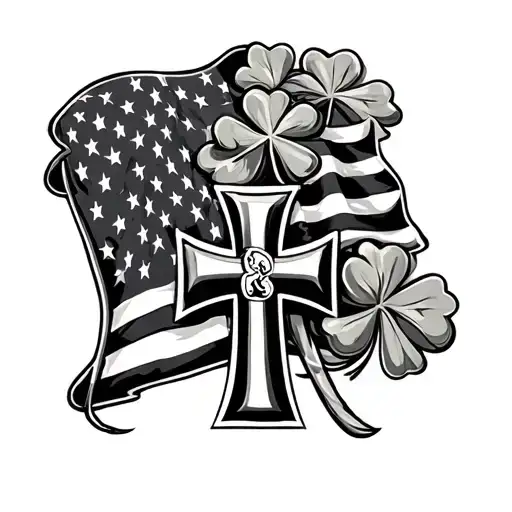 American Patriotic With Shamrocks And A Maltese Cross