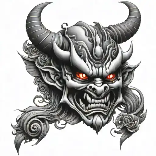 Japanese Demon Mask Full Leg