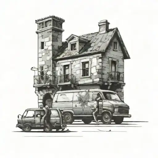 2 Thieves With A Van Parked Near An Old Building