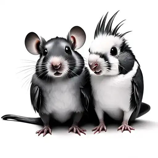 Rat And Cockatiel Sitting Together