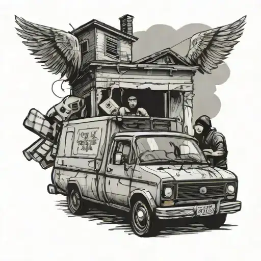 2 Thieves With A Tv And Cash In A Van Infront Of An Old Building