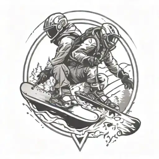 A Single Ski And A Snowboard Crossed
