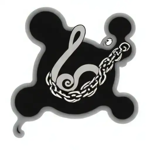 A Detailed Black And Grey Tattoo Of A Music Note Intertwined With A Winding Bike Chain