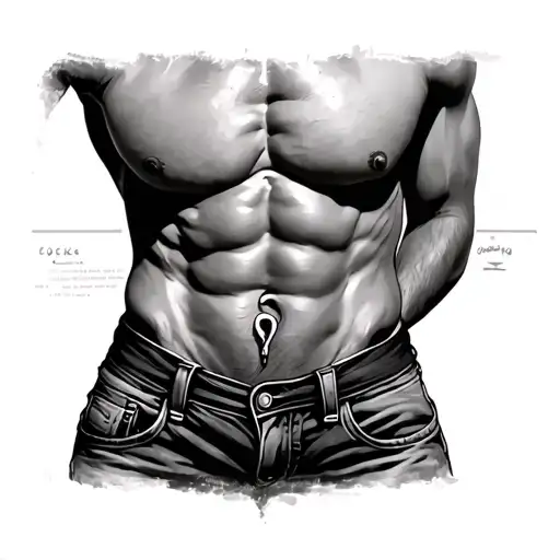A Men's Belly Tattoo That Highlights A Navel Piercing