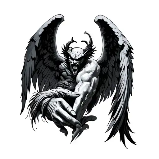 Demon Vs Angels In A Tattoo On Hand