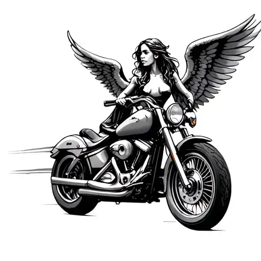 Angel On A Motorcylce Bars With Wings