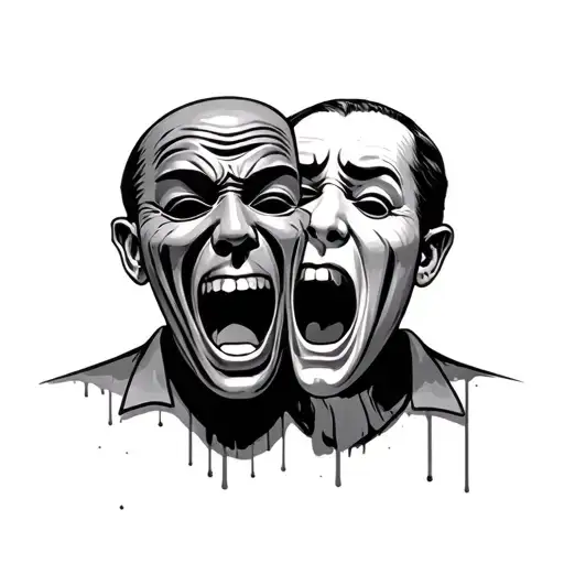 Tragedy And Comedy Masks Regret And Rage
