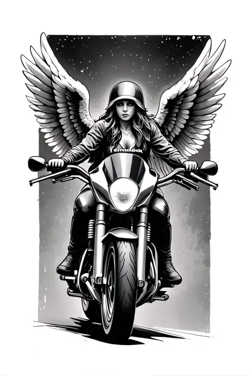 Angel On A Kawasaki Motorcylce Bars With Wings Spread