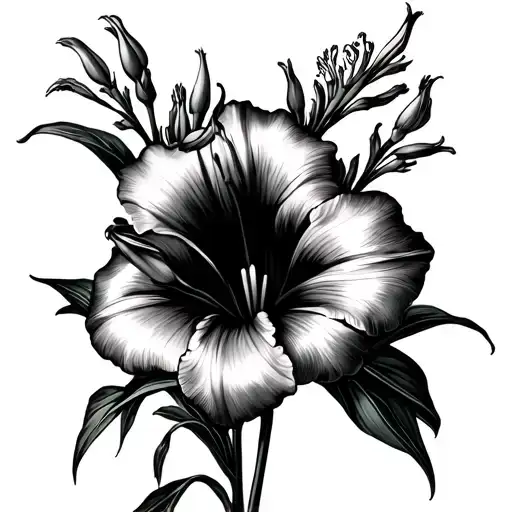 Gladiolous And Morning Glory Simple Black