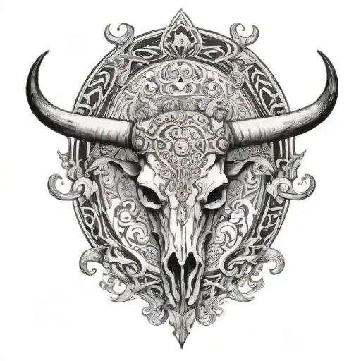 Longhorn Bull Skull Taurus Zodiac Sign