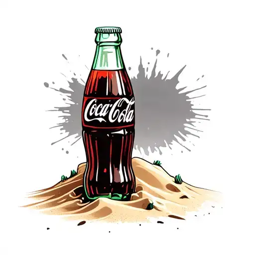 Make Me A Old Fashion Coca-cola Bottle Sitting In The Sand With Roman Nurmal Date Under It