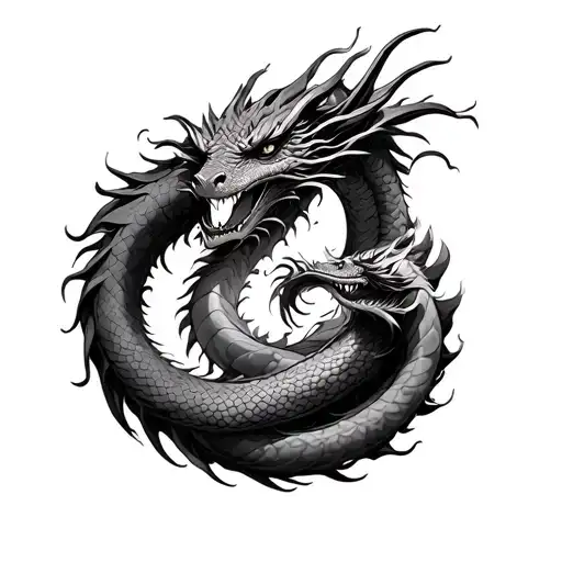 Dragon Coiled Around A Woman