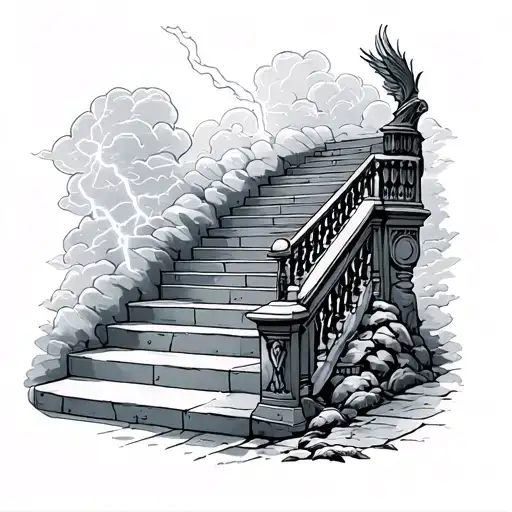 Heaven Stairs Leading Lightning Storm