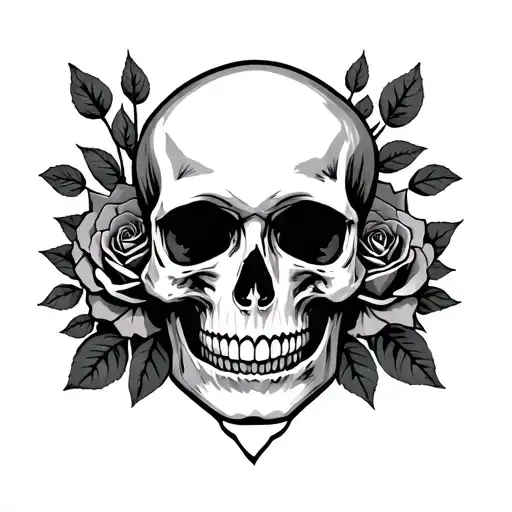 Skull And Roses On Hand